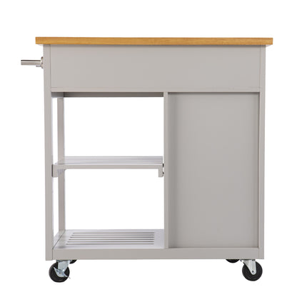 Gray and Natural 35" Rolling Kitchen Island With Storage - Loft&Timber