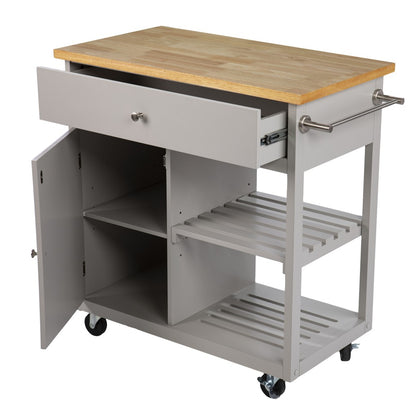 Gray and Natural 35" Rolling Kitchen Island With Storage - Loft&Timber