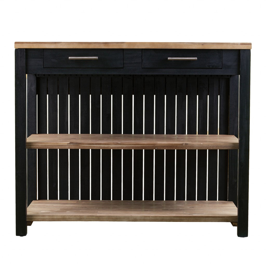 Black and Natural 44" Kitchen Island With Storage - Loft&Timber