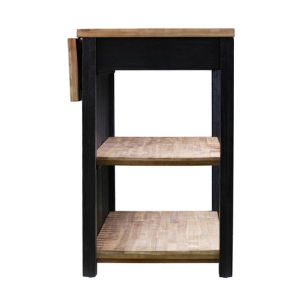 Black and Natural 44" Kitchen Island With Storage - Loft&Timber