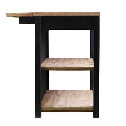 Black and Natural 44" Kitchen Island With Storage - Loft&Timber