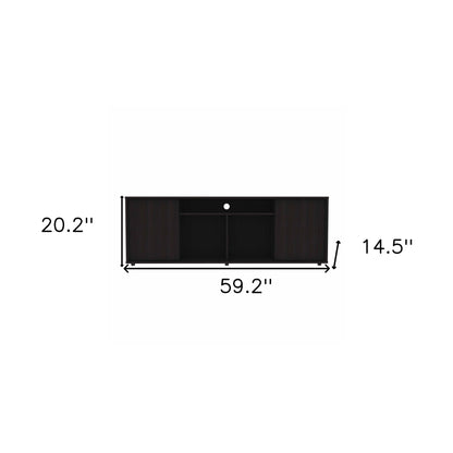 59" Black Open shelving TV Stand - Loft&Timber