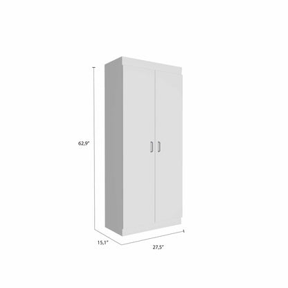 63” Classic White Pantry Cabinet with Two Full Size Doors - Loft&Timber