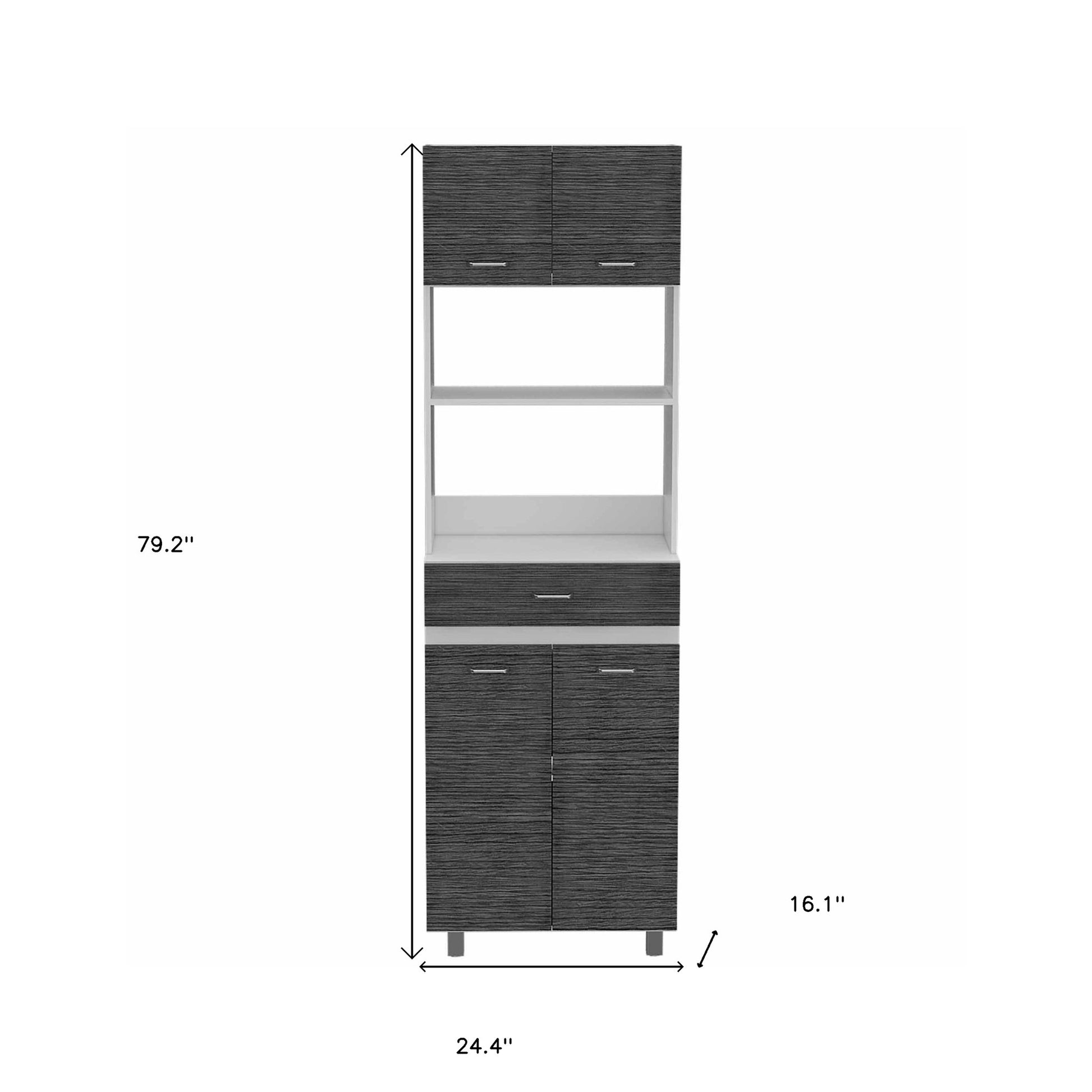 79" Gray Pantry Cabinet with Three Storage Shelves - Loft&Timber