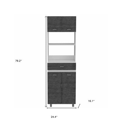 79" Gray Pantry Cabinet with Three Storage Shelves - Loft&Timber