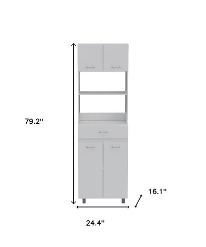 79" White Pantry Cabinet with Three Shelves - Loft&Timber