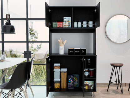 71" Black Wood Pantry Or Storage Closet - Loft&Timber