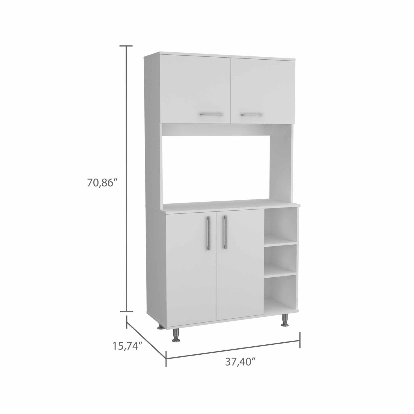 71" Modern White Pantry Cabinet with Five Shelves - Loft&Timber
