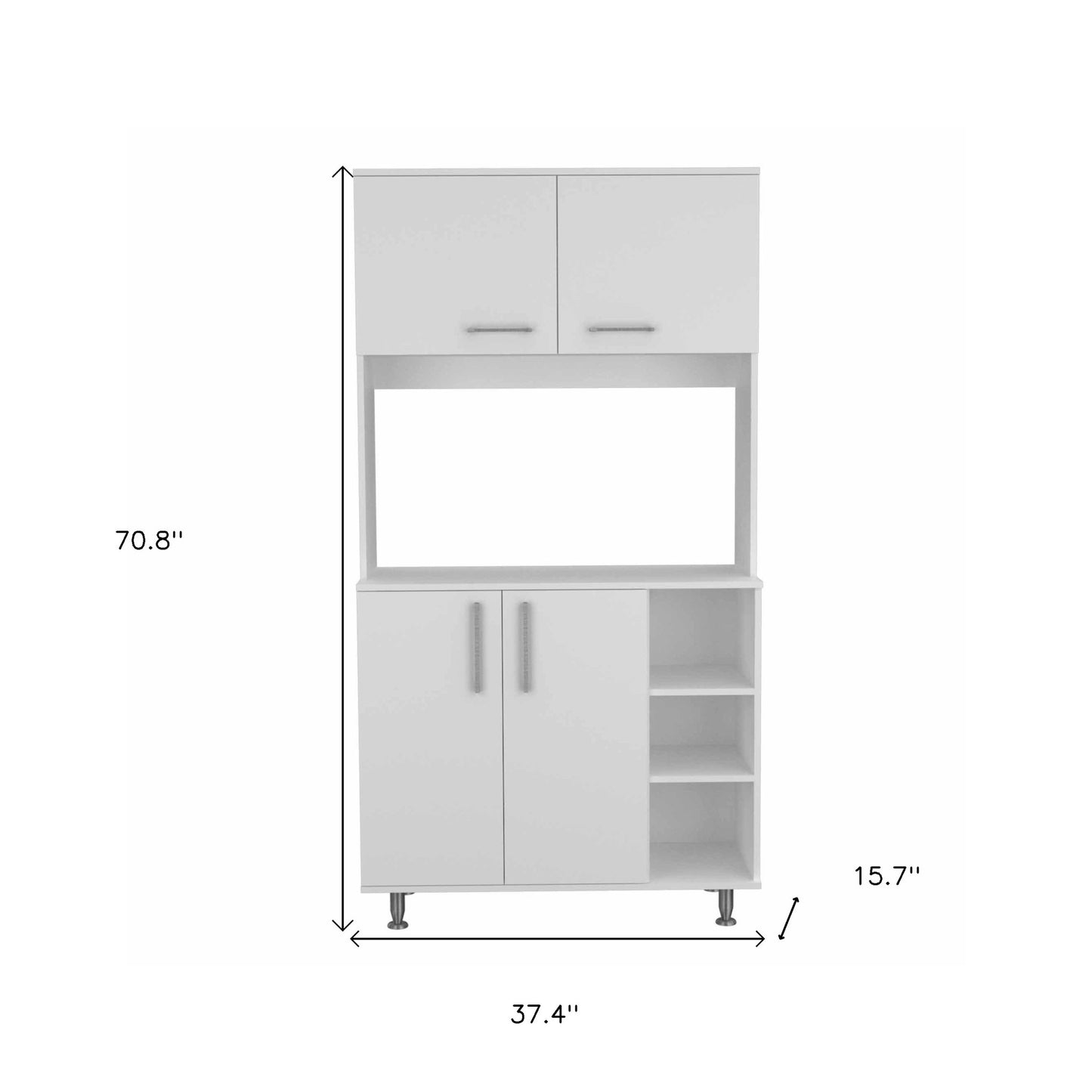 71" Modern White Pantry Cabinet with Five Shelves - Loft&Timber