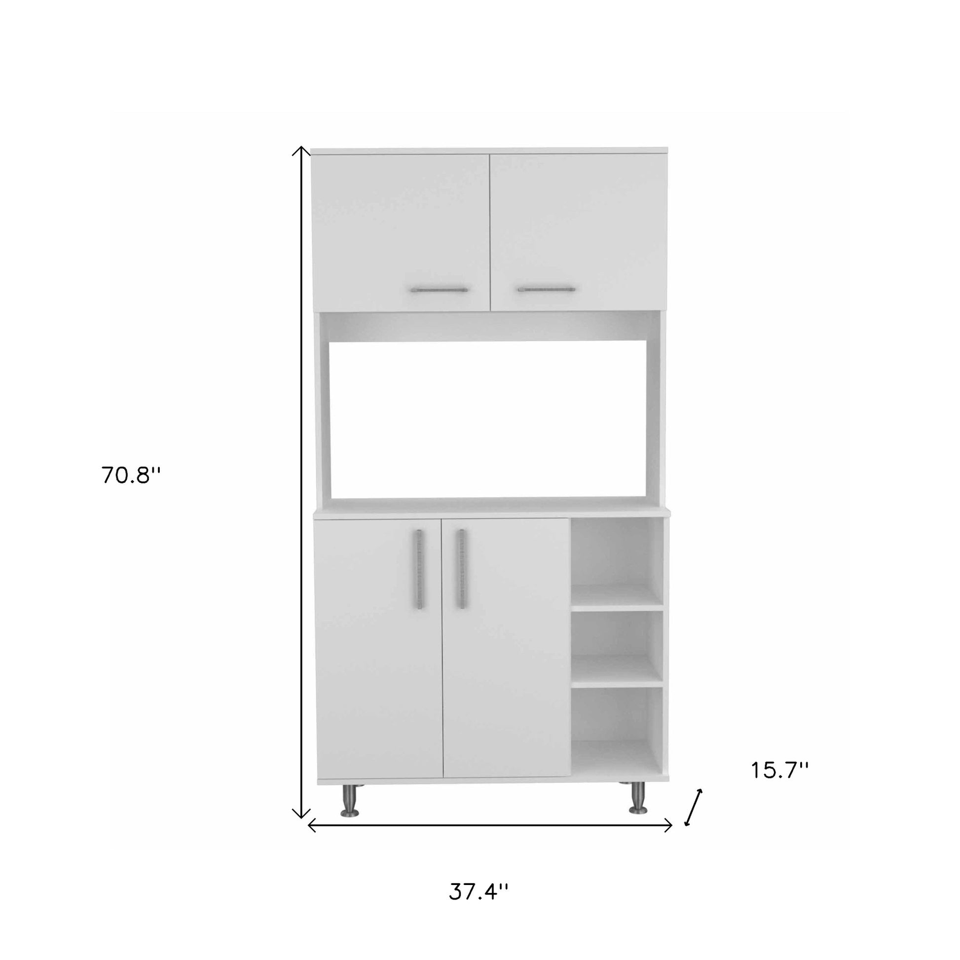 71" Modern White Pantry Cabinet with Five Shelves - Loft&Timber