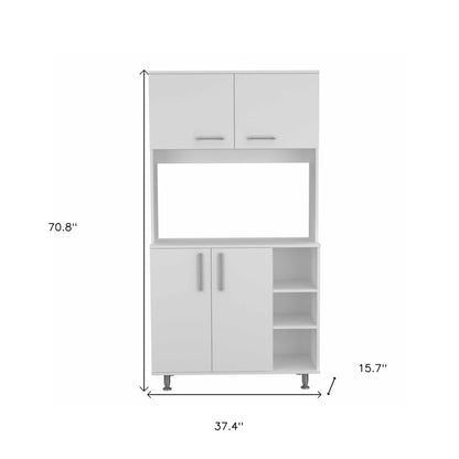 71" Modern White Pantry Cabinet with Five Shelves - Loft&Timber