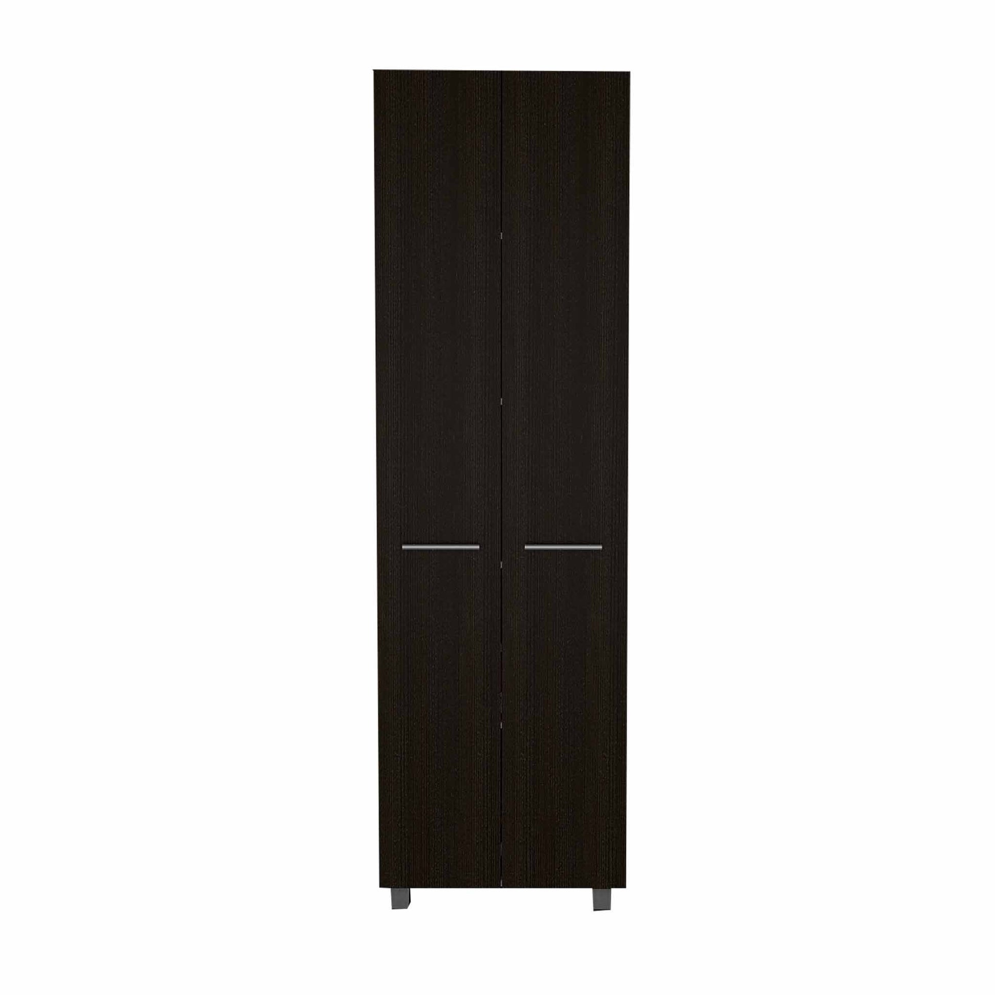 79" Modern Black Pantry Cabinet with Two Doors and Five Shelves - Loft&Timber