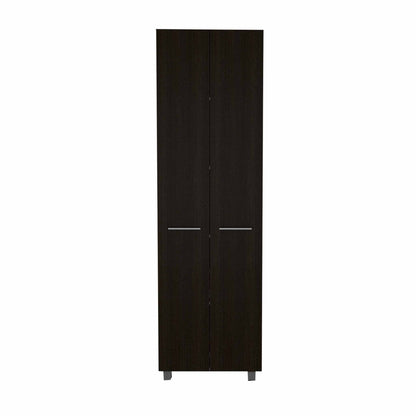 79" Modern Black Pantry Cabinet with Two Doors and Five Shelves - Loft&Timber