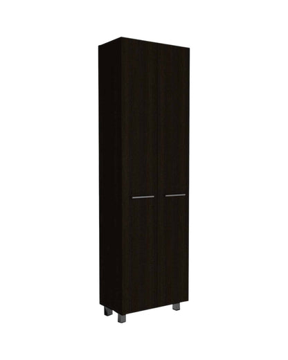 79" Modern Black Pantry Cabinet with Two Doors and Five Shelves - Loft&Timber