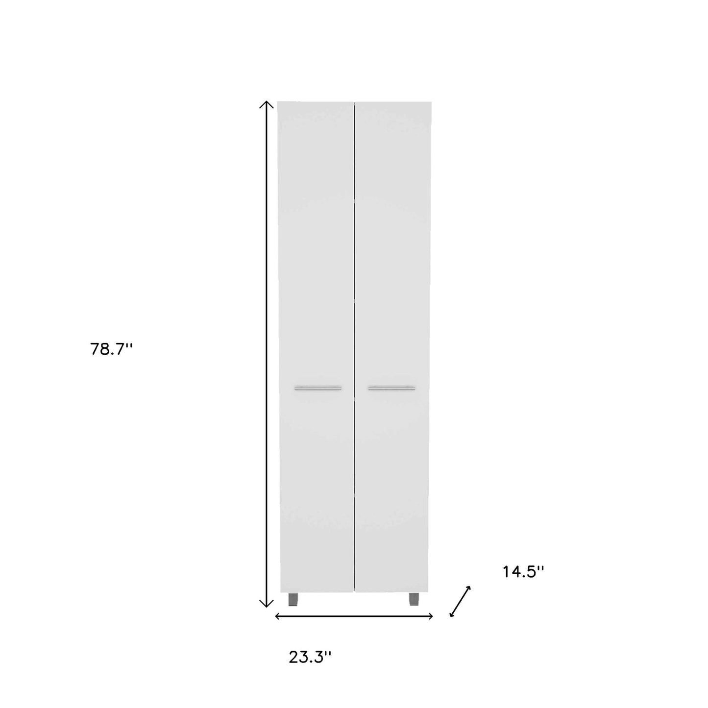78" Modern White Pantry Cabinet with Two Full Size Doors - Loft&Timber