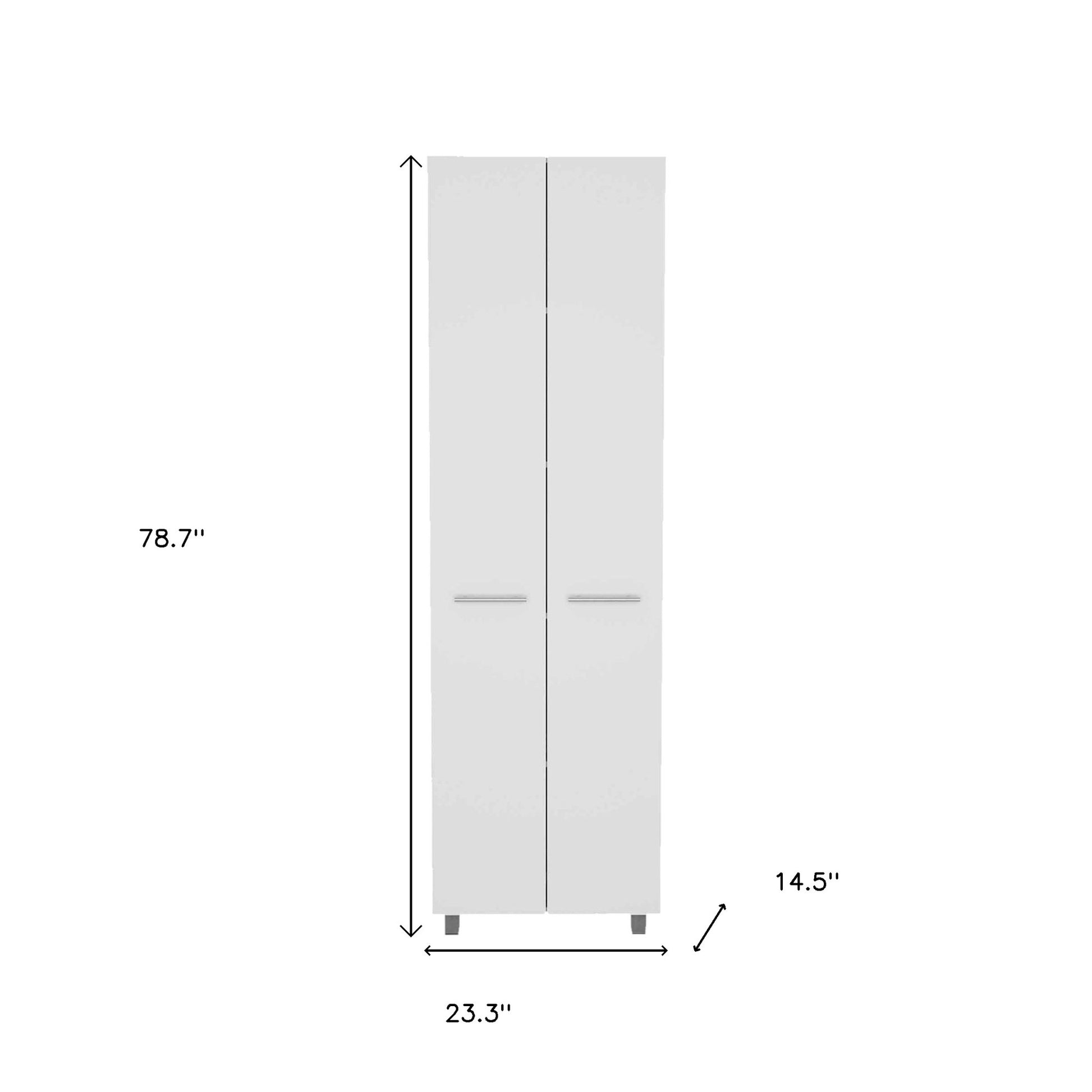 78" Modern White Pantry Cabinet with Two Full Size Doors - Loft&Timber