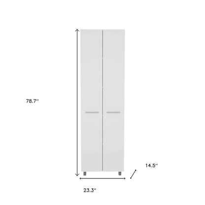 78" Modern White Pantry Cabinet with Two Full Size Doors - Loft&Timber
