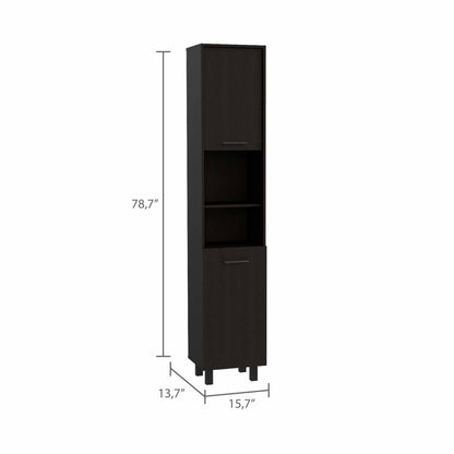 79" Modern Black Pantry Cabinet with Five Shelves - Loft&Timber