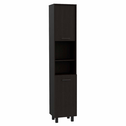 79" Modern Black Pantry Cabinet with Five Shelves - Loft&Timber