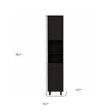 79" Modern Black Pantry Cabinet with Five Shelves - Loft&Timber