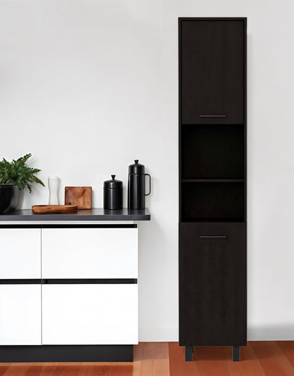 79" Modern Black Pantry Cabinet with Five Shelves - Loft&Timber