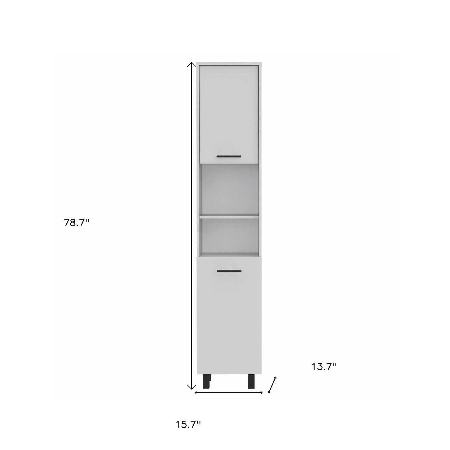 78" Modern White Pantry Cabinet with Five Shelves - Loft&Timber