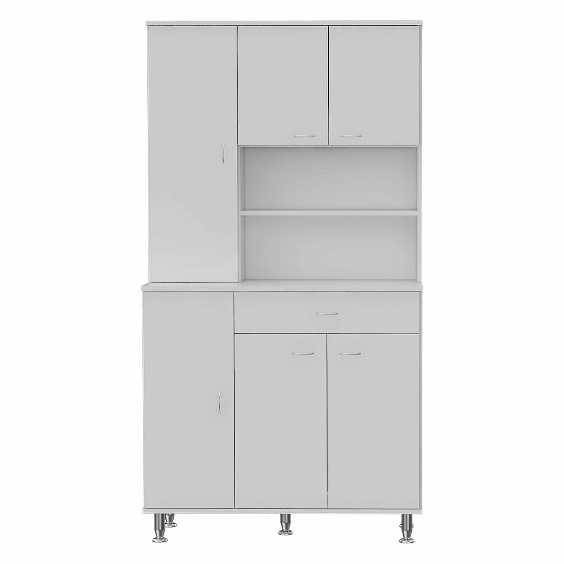 67" White Pantry Cabinet with Five Storage Shelves - Loft&Timber