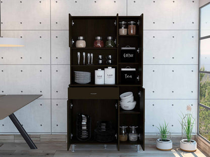 67" Modern Black Pantry Cabinet with Five Shelves - Loft&Timber