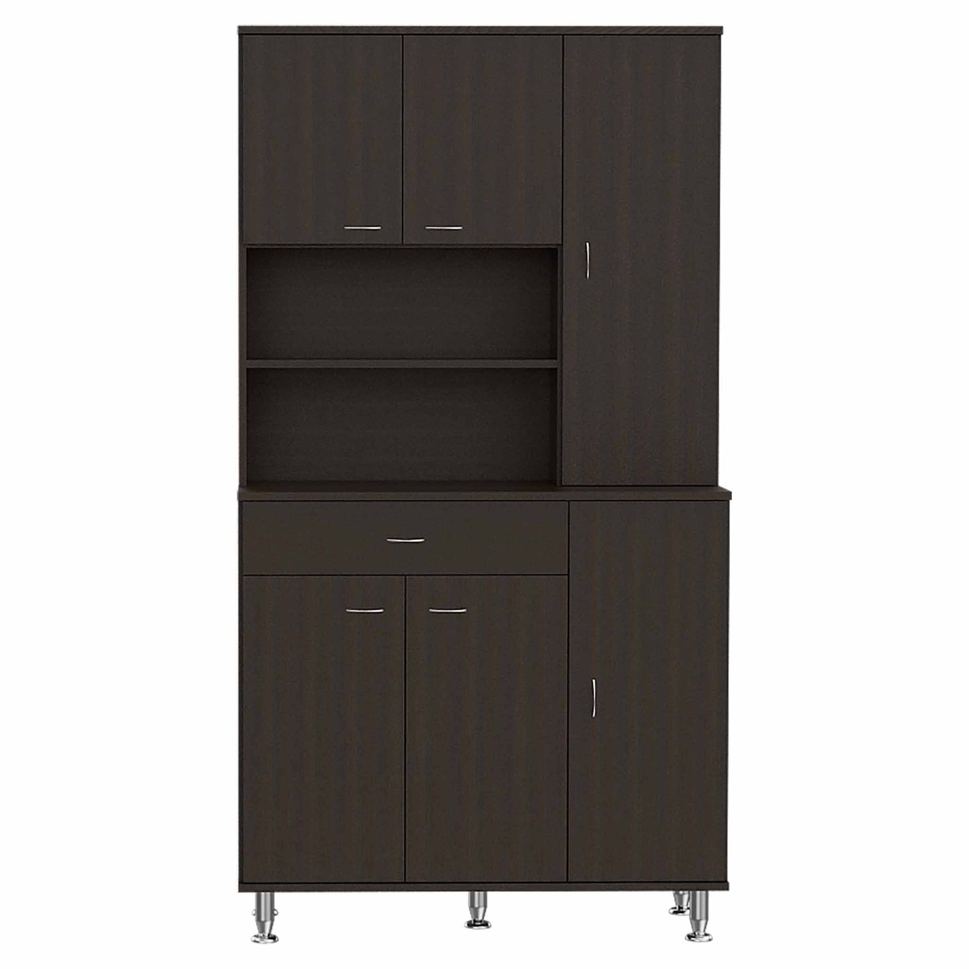 67" Modern Black Pantry Cabinet with Five Shelves - Loft&Timber