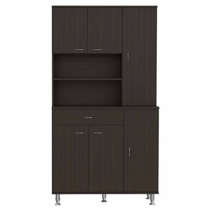 67" Modern Black Pantry Cabinet with Five Shelves - Loft&Timber