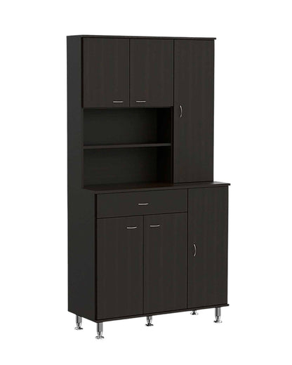 67" Modern Black Pantry Cabinet with Five Shelves - Loft&Timber