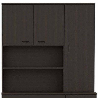 67" Modern Black Pantry Cabinet with Five Shelves - Loft&Timber