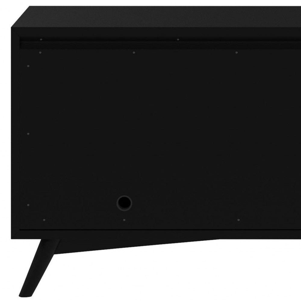 64" Black Mahogany Solid Wood Enclosed and Open Storage TV Stand-6