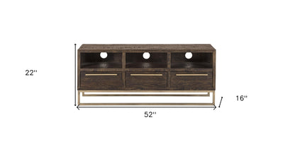 52" Deep Taupe Reclaimed Pine And Plywood Open Shelving TV Stand-4