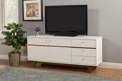 65" White Mahogany Solids And Veneer Cabinet Enclosed Storage TV Stand-7