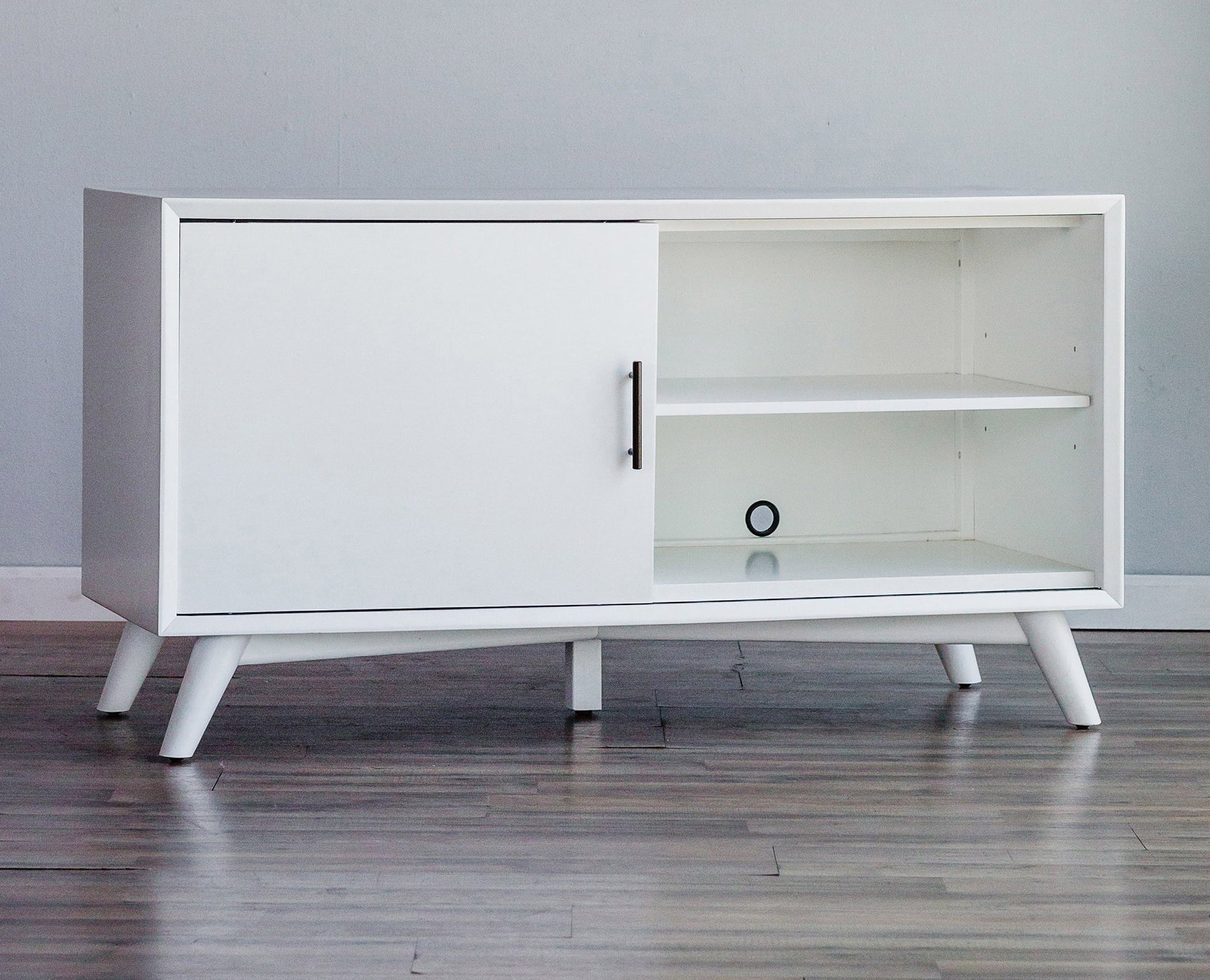 50" White Solid Wood Cabinet Enclosed Storage TV Stand-7