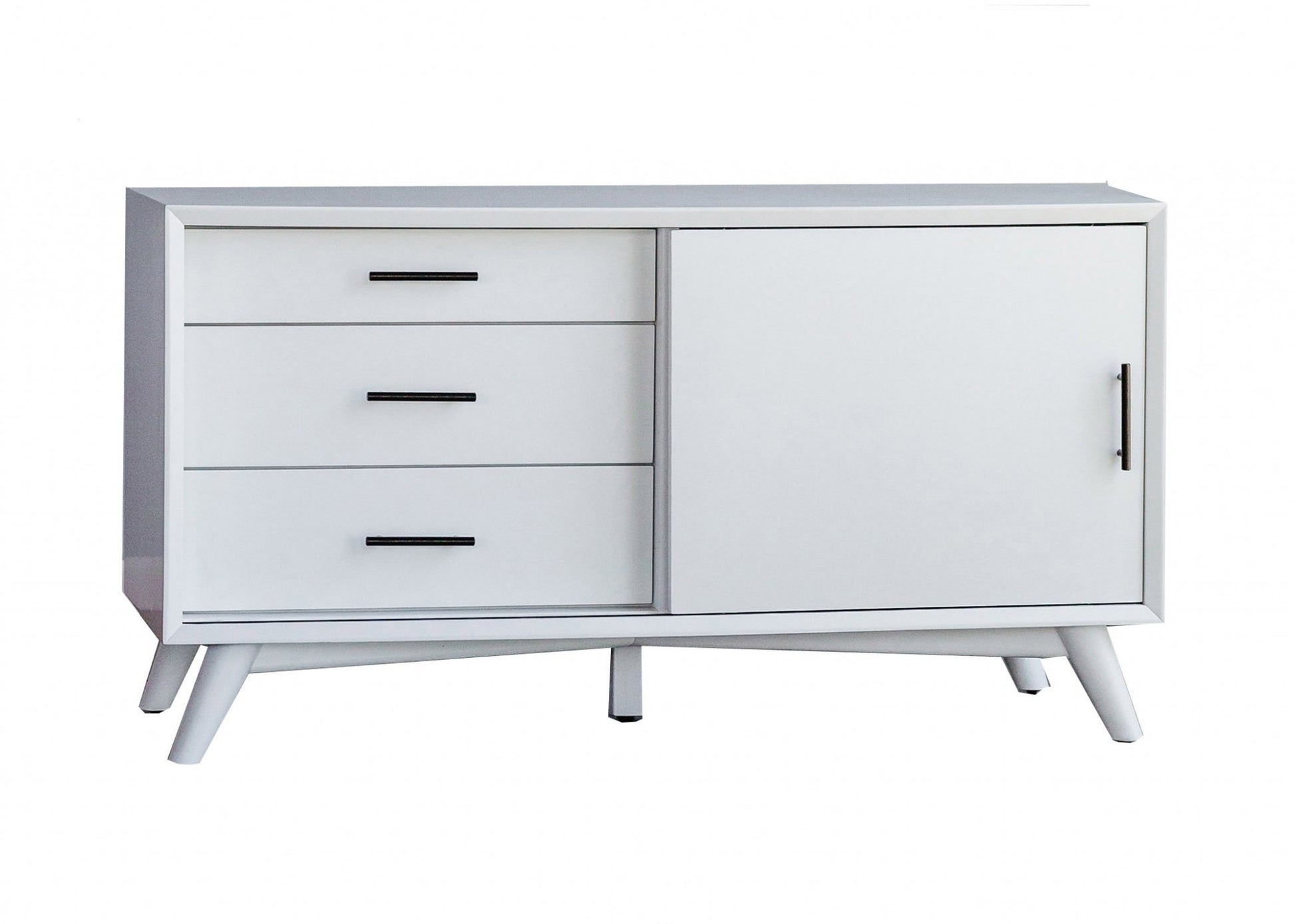 50" White Solid Wood Cabinet Enclosed Storage TV Stand-0