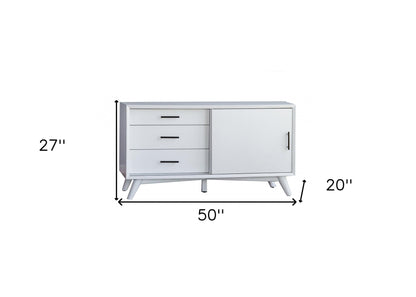 50" White Solid Wood Cabinet Enclosed Storage TV Stand-5