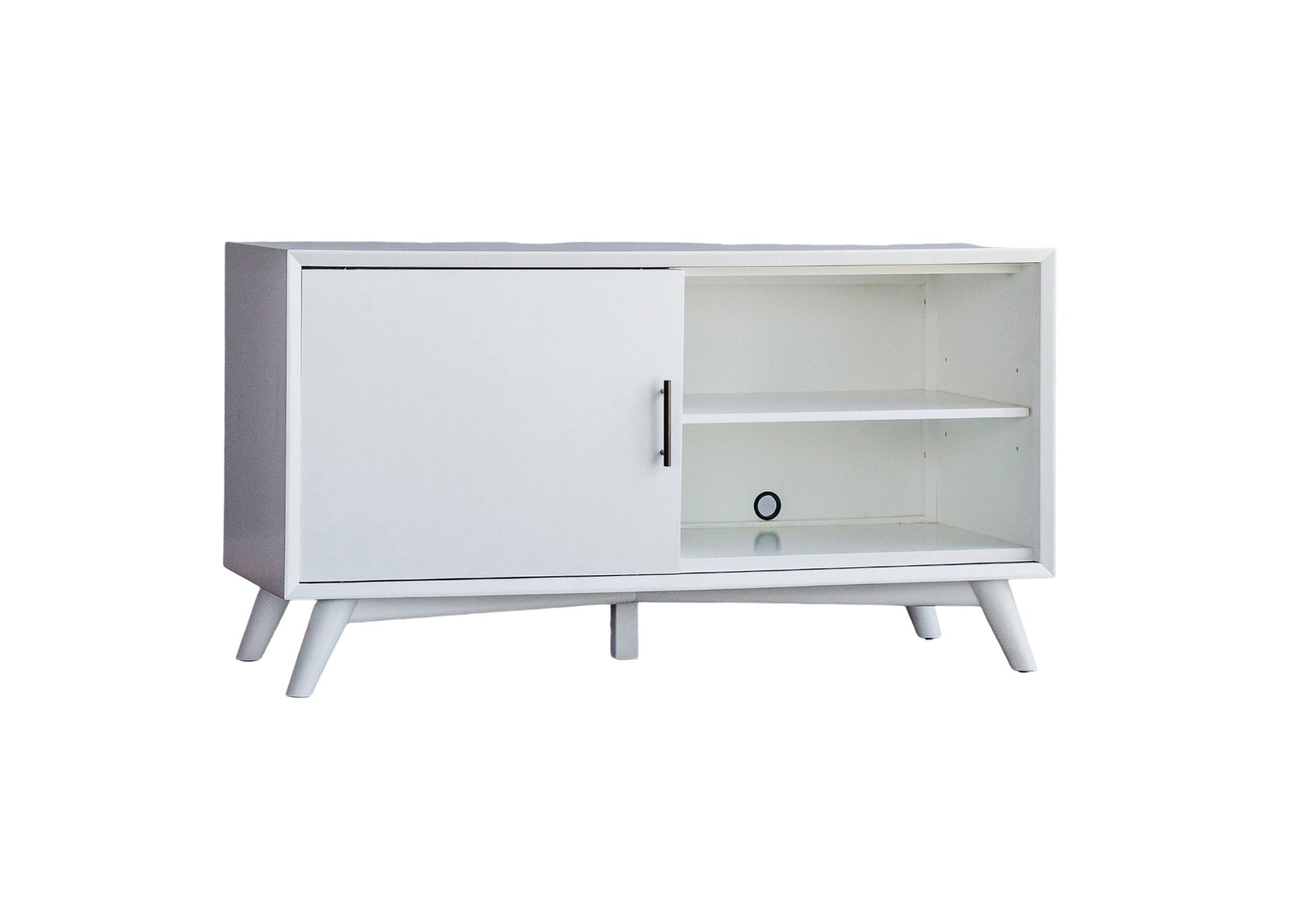 50" White Solid Wood Cabinet Enclosed Storage TV Stand-2