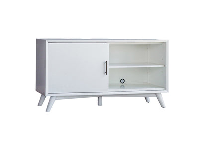 50" White Solid Wood Cabinet Enclosed Storage TV Stand-2