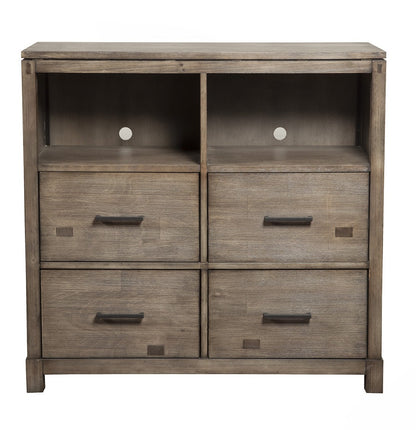 42" Brown Solid Wood Open Shelving TV Stand-0