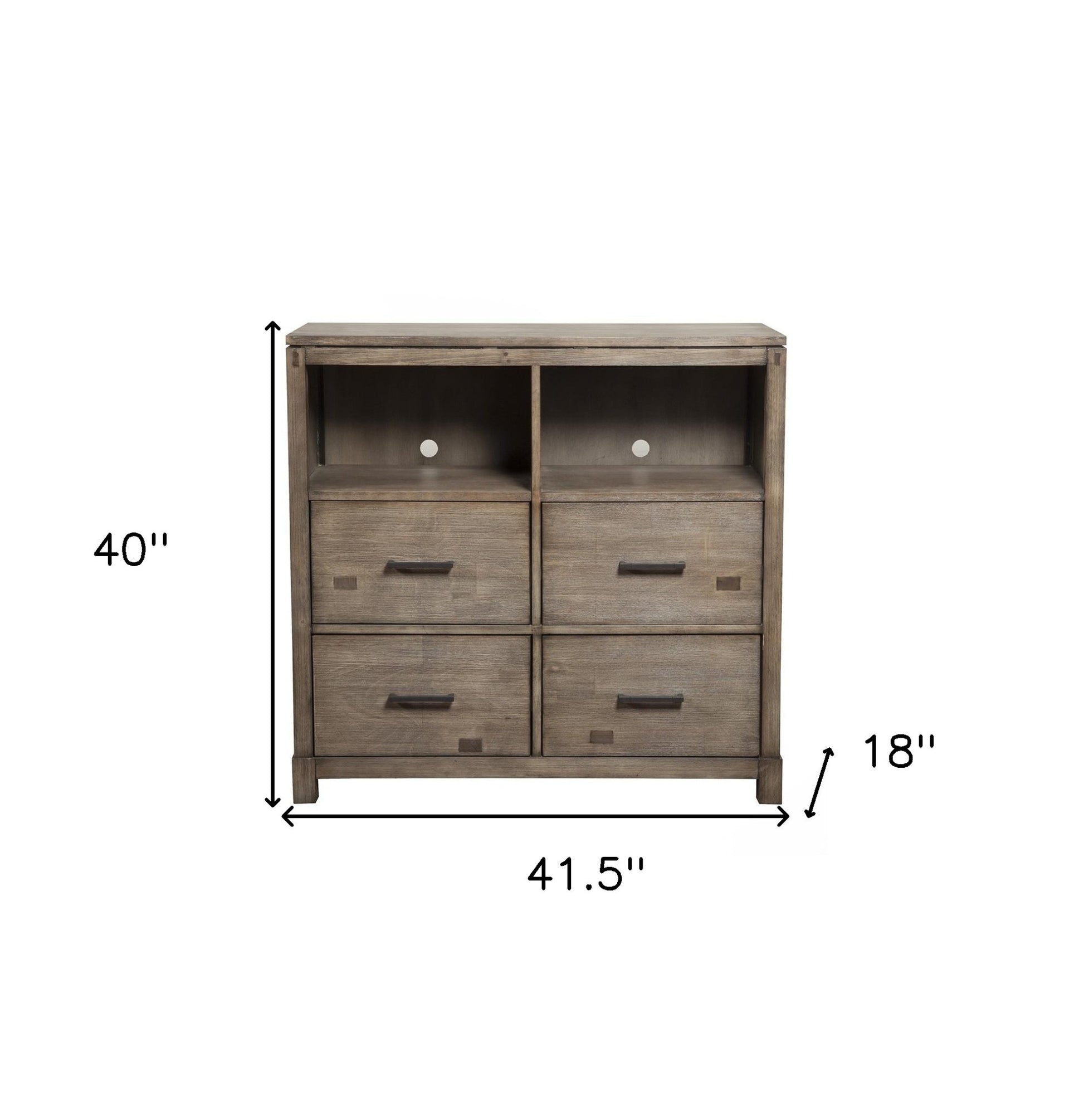 42" Brown Solid Wood Open Shelving TV Stand-3