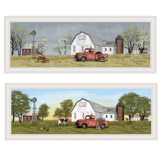 Set Of Two Billy Jacobs Summer or Spring Seasonal White Frame White Framed Print Wall Art - Loft&Timber