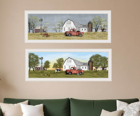 Set Of Two Billy Jacobs Summer or Spring Seasonal White Frame White Framed Print Wall Art - Loft&Timber