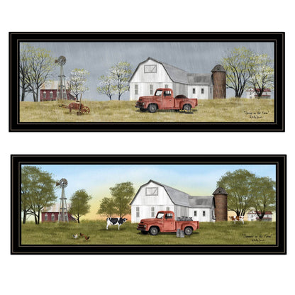 Set Of Two Billy Jacobs Summer or Spring Seasonal Black Frame Black Framed Print Wall Art - Loft&Timber
