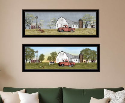 Set Of Two Billy Jacobs Summer or Spring Seasonal Black Frame Black Framed Print Wall Art - Loft&Timber