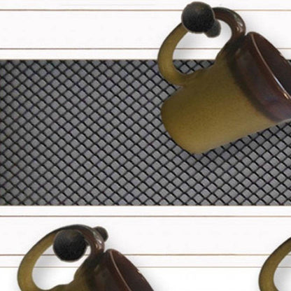 Set Of Four Kitchen Print 33x8 and Mug RackHorizonal 27x8x3 White Frame White Framed Print Kitchen Wall Art - Loft&Timber