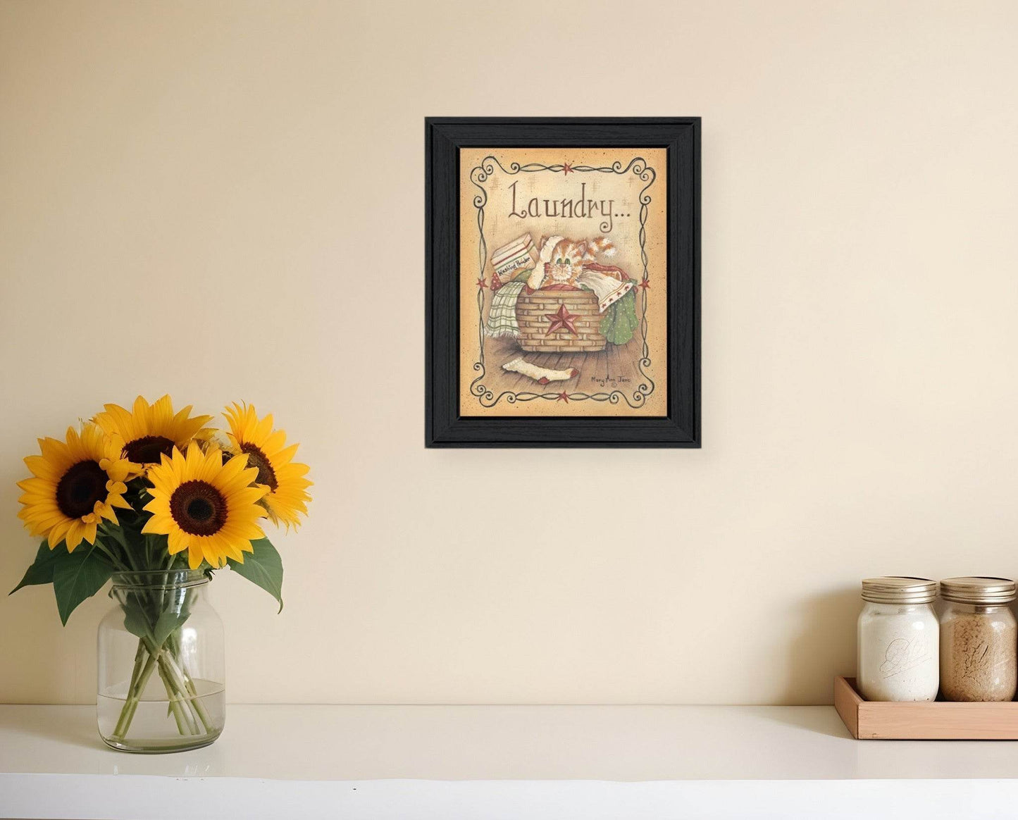 Laundry 1 Black Picture Frame Print Bathroom Wall Art - Loft&Timber