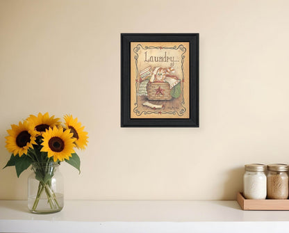 Laundry 1 Black Picture Frame Print Bathroom Wall Art - Loft&Timber