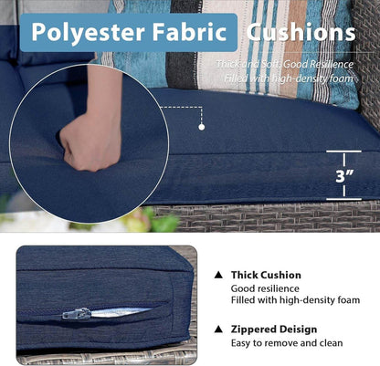 Navy Blue Outdoor Rattan Patio Furniture Set for Gatherings - Loft&Timber